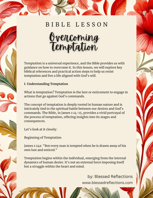 Overcoming Temptation Bible Lesson- 21 Pages Digital Download